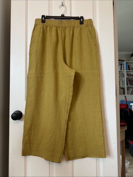 Tahari Pants - 🧡 Tahari Olive Green Wide-Leg Linen Pants 🧡
